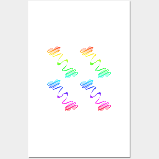 Rainbow Hearts With Ribbons Posters and Art